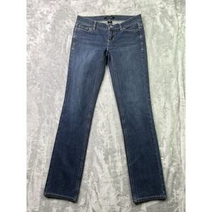 White House Black Market Womens Sz Noir 0R Blue Jean Slim Leg Low Rise Whiskered